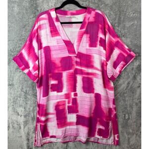 Natori Nightgown Womens Large L Pink Abstract Print Rayon Loungewear Sleep Dress